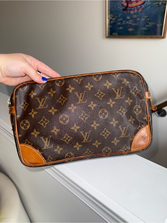 Louis Vuitton Other - Louis Vuitton Brown Monogram Canvas Toiletry/Travel Pouch with Tan Trim